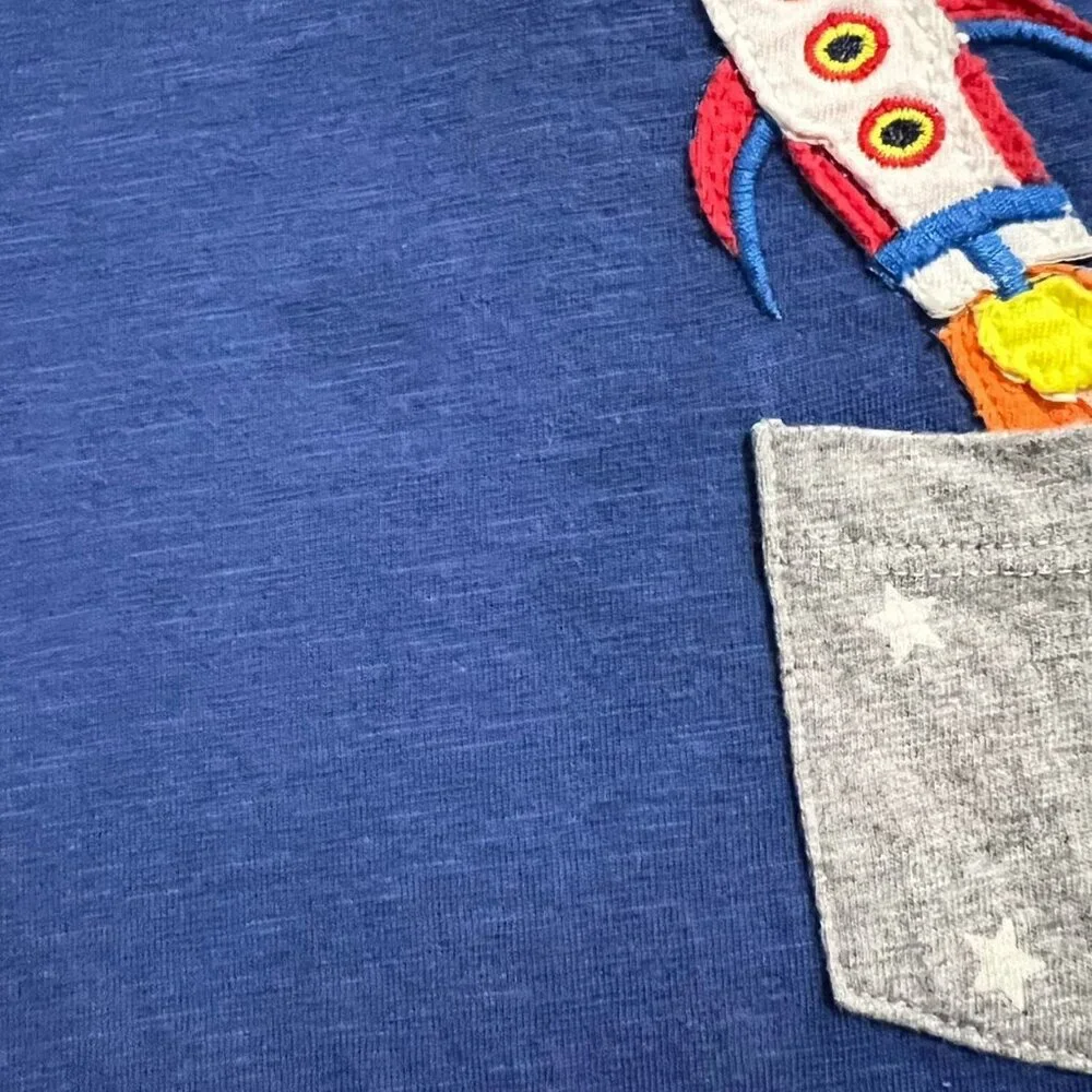 Baby Boden 2-3Y Rocketship Star Raglan Pocket Tee